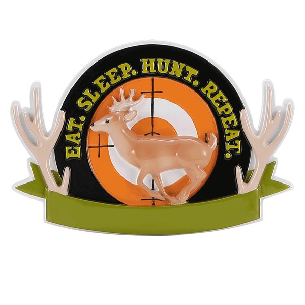 Eat, Sleep, Hunt, Repeat Hunting Personalized Christmas Ornament with Deer,