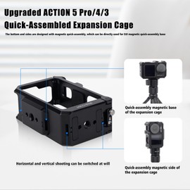 Mechrig Protective Cage for DJI Osmo Action 5 Pro Action 4 Action 3, Aluminum Alloy Frame with Cold Shoe Mount and 1/4" Thread and Action Camera Mount, Compatible with DJI Mic