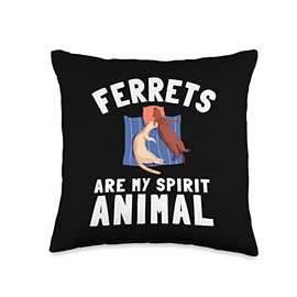 Mustela Furo Ferret Animal Lover Apparel Ferret Weasel Pet Rodent Animal Vateranian Throw Pillow, 16x16, Multicolor