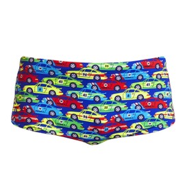 Funky Trunks Boys' Swimming Trunks, Car Stacker Quick-Drying and Chlorine-Resistant, Children's Sizes: 140, multicoloured