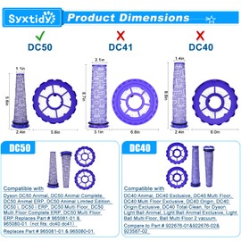 2 Pack Post-Motor & 2 Pack Pre-Motor Filters Replacement kits for Dyson DC50,DC 50 Animal and Multi Floor Complete Vacuum Cleaner,Part # 965081-01,965080-01