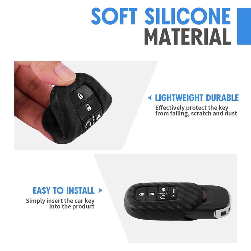 WORCAS Key Fob Case Carbon Fiber Pattern Silicone Cover Compatible