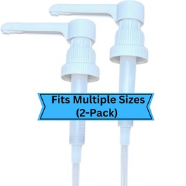 Dual Fitting Pump Dispenser for Gallon Jugs and Smaller Bottles (8cc Each Pump/Fits 28-400 and 38-400) Leak Proof for Household and Commercial Use, Plastic Pump for 1 Gallon Jug - BPA Free (2-Pack)