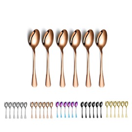 Kyraton Rose Gold Coffee & Tea Spoons, 6pc Stainless Steel Set, 13cm