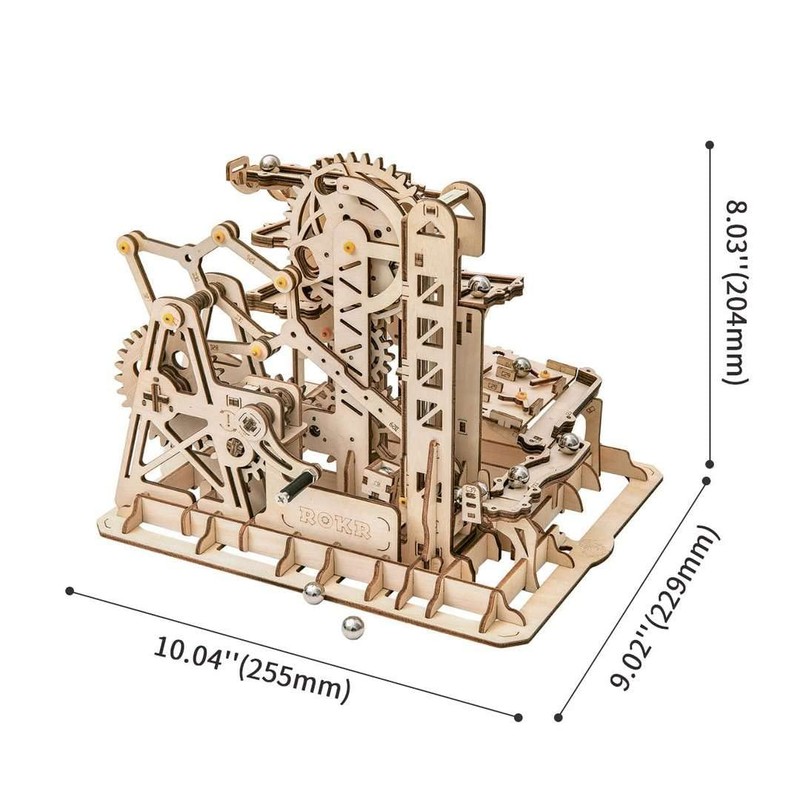 ROKR Marble Roller Coaster Clockwork Mechanical 3D Puzzle Game Woodcraft