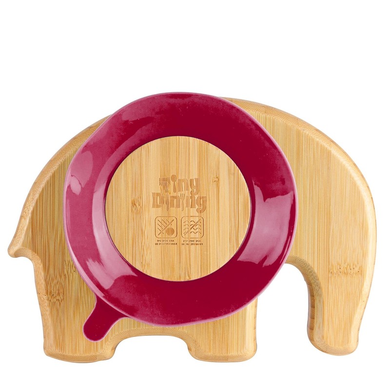 Tiny Dining Children's Bamboo Elephant Plate with Suction Cup -