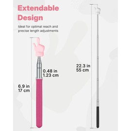 Uniclife 2 Pcs Telescopic Teachers Pointer Mini Retractable Finger Pointer Stick Extendable Hand Pointer Classroom Pointer for Elementary School Kindergarten Teacher, up to 22.3" (Black & Pink)