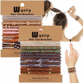 20 gomas para el pelo estilo bohemio en 5 estilos y 10 colores: bonitas pulseras para cabello fino y grueso, elásticas que no dañan el cabello