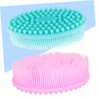 2Pcs Bathing Silicone Scrubbers Soft Shampoo Cleaning Massage Brushes Blue