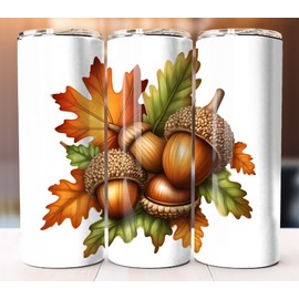 Tumbler Fall Autumn Acorn  20oz Tumbler 20 oz Skinny Cup Mug Lid Straw