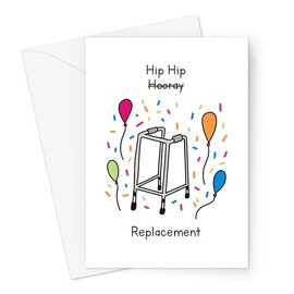 LEMON LOCO Hip Hip Replacement Greeting Card | Funny Old Age Birthday Card For Mum, Dad, Grandma Or Grandad, Hip Hip Hooray, Walking Frame Birthday Card