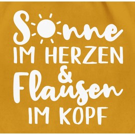 Shirtracer - Gym Bag Backpack - Sayings Statement with Saying - Sun in the Heart and Flausen im Kopf, 01 Mustard Yellow