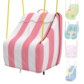 Outdoor Swing Seat Cover Compatible with Little Tikes Swing, Waterproof Outdoor Swing Cover for Small Swings, Oxford Fabric with Cute Stripes Pattern, Pink