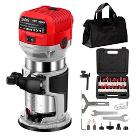 LiunxDromic Router Tool, 6.5Amp 1.25HP Wood Routers for Woodworking, 13000-33000 RPM 6 Variable SpeedsHand Wood Tool Compact Edge Trimmer with 15 1/4" Router Bit Set (US7)