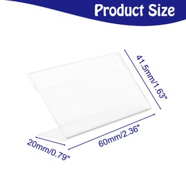 Bonsicoky 50 Pack Mini Clear Acrylic Sign Display Holder - L Shaped Name Card Price Card Display Stand for Office, Store, Restaurant - 2.4 x 1.6 In
