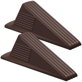 Frienda 2 Pcs Jumbo Door Stoppers Heavy Duty Door Stopper Tall up to 2inch Tall Wedge TPR Large Wedge Stackable Big Rubber Doorstop for Hotel Carpet Hardwood Concrete and Tile (Coffee)