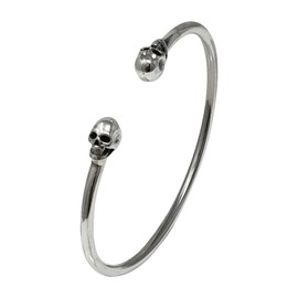 TreasureBay Unique Handcrafted 925 Sterling Silver Bangle Skull Bangle for Women