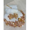 MMonesu Crystal Flower Bib Statement Necklace Set Chunky Champagne Diamond