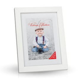 Classic Wooden Picture Frame for DIN A5 / 15 x 21 cm Photos - Photo Frame in White with Real Glass for Beautiful Moments | Freestanding Wooden Frame Suitable for Table & Wall, Portrait and Landscape