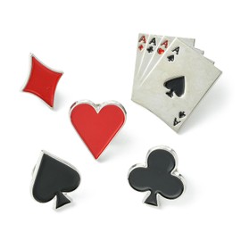 UR URLIFEHALL 5 Pcs 5 Styles Poker Pin Badges Heart Spade Club Diamond Playing Cards Enamel Brooch Pins for Clothes Jacket Hat Bags Backpacks