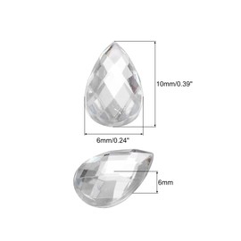 sourcing map 50PCS Flat Back Acrylic Teardrop Gems 6x10mm Artificial Rhinestones for DIY Crafts Bead Wedding Party Face Painting Jewelry Making Dull White