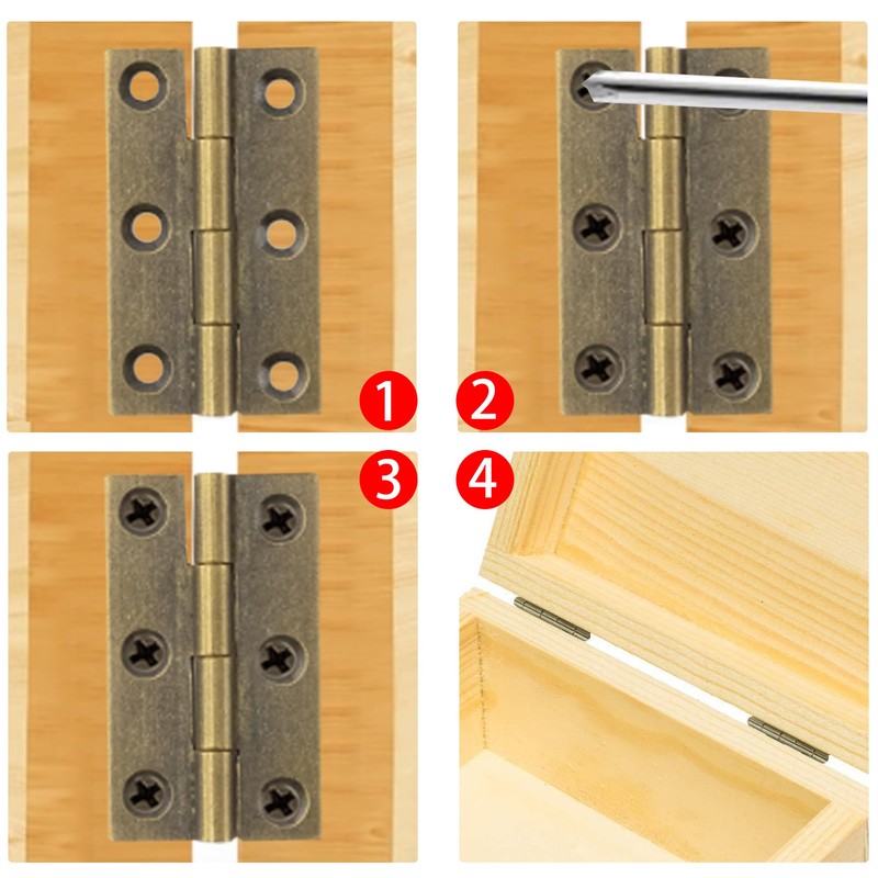 bociloy 6Pcs 1.5 Inch Butt Hinge, Mini Cabinet Hinges, Rectangle