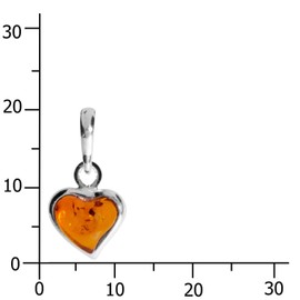 Pendant Small Heart 925/000 Silver Amber, Sterling Silver, Amber