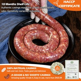 Natural Hog Sausage Casing, Edible Casings for Sausage Making, Grade A, Pre-Tubed, Great for Snack Sticks, Italian Sausage, Hot Dog Casing, Breakfast Sausage Links and Most Sausage -10M/32ft,Φ34-36mm