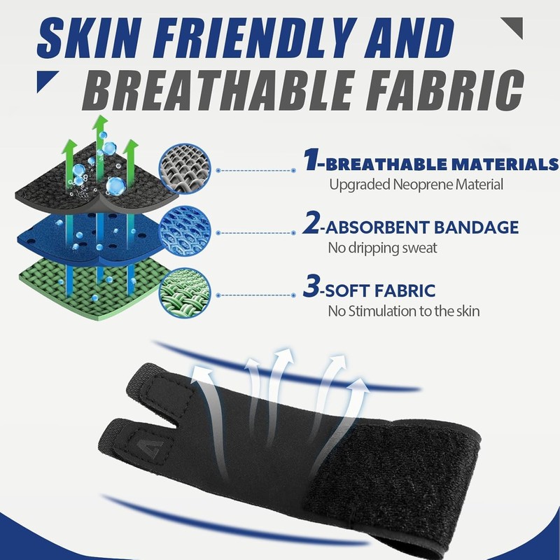 Vanzen Finger Splints, 2 Pack Neoprene Finger Buddy Straps, No