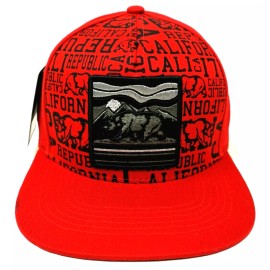 Top Level CALIFORNIA REPUBLIC Snapback Cap Hat CA CALI Bear Flag OSFM Red NWT