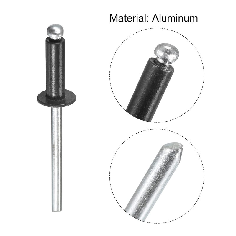 sourcing map Aluminum Blind Rivets, 4mm x 12mm (5/32" x