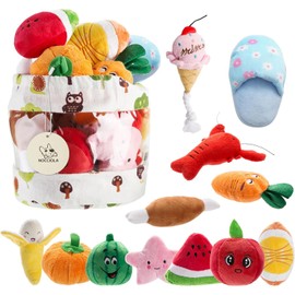 Nocciola 12 Piezas Juguetes Chirriantes para Perros, Juguetes Lindos de Peluche, Rellenos con Chirriantes, Juguetes para Cachorros con una Bolsa de Tr