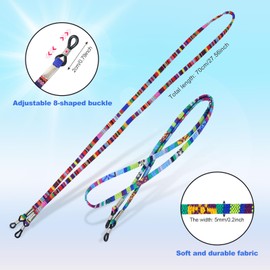 Qufiiry Glasses Strap, Pack of 7 Universal Glasses Bands, Glasses Chain, Women, Colourful Glasses Chain, Adjustable Sunglasses Chain, Glasses Cord for Men and Women, Colour.
