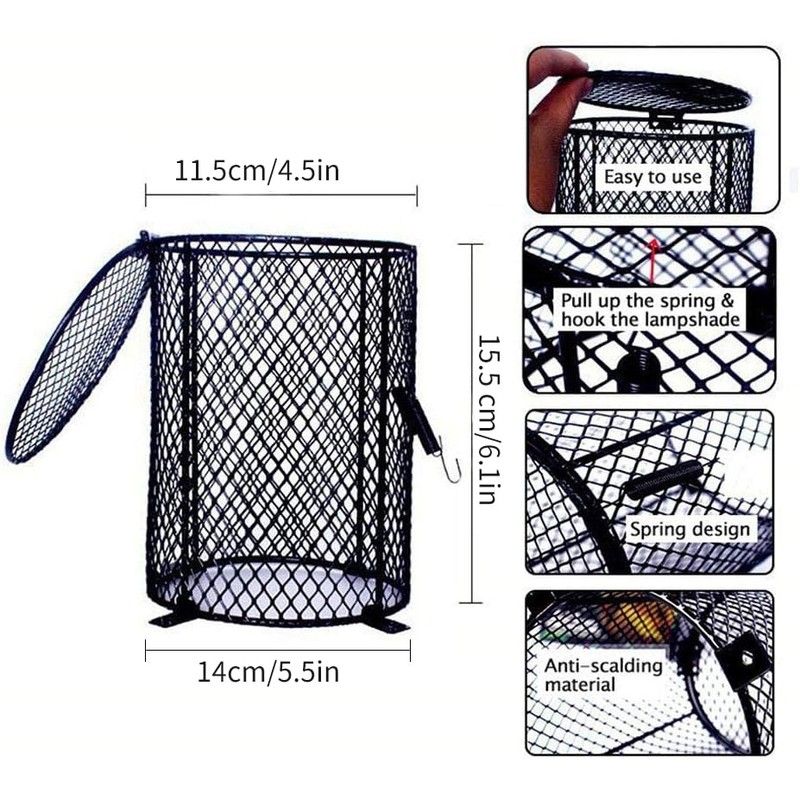 Reptile Heating Lamp Guard Lampshade, Amphibians Pets Heater Light Anti-hot