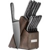 Cambridge Silversmiths Nero Cutlery Set with Block, Stainless Steel,12-Piece