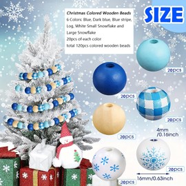 Christmas Colored Wooden Beads for Crafts, Wooden Beads Bulk, Snowflake Beads, DIY Wood Beads(16mm)