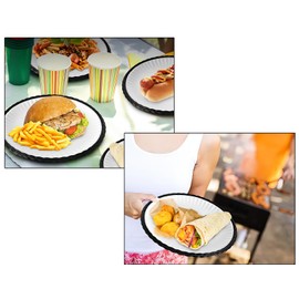 Auto-plaza 24x 9.7 Inch Heavy Duty Reusable Plastic Plate Holders Woven Plate Holder for Kitchen Outdoor Picnic (Golden)