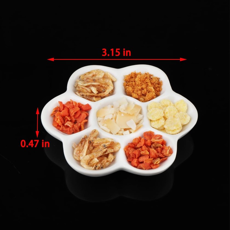 2 Pcs Hermit Crab Ceramic Food Dish, 7 Compartments Anti-turning