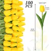 100 Pcs Artificial Tulip Real Touch Flowers False PU Tulips