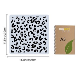GORGECRAFT 12" Large Leopard Skin Stencils Animal Print Decoration Template Geometric Reusable Plastic Square Stripe Cheetah Skin Stencil for Painting on Wood Wall Furniture Floor Sleeve Stencil