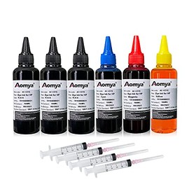 Aomya Ink Refill kit 6x100ml for HP 60 61 63 64 65 902 932 952 564 Refillable Ink Cartridge for HP Envy 4500 4520 5643 OfficeJet 6500a 6500 6000 (3 Black, 1 Cyan, 1 Magenta, 1 Yellow)