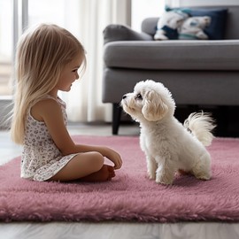 8x10 Area Rugs for Living Room Bedroom, Large Area Rug Shaggy Carpet Soft Plush Furry Bedside Rug, Rugs for Home Decor (Blush, 8 x 10)