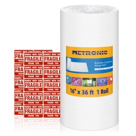 Metronic Bubble Cushioning Wrap 16 Inch x 36 FT, Dense Bubble Packing Air Wrap Clear Bubble Packing Roll for Shipping and Moving Supplies, Perforated Every 12"