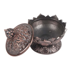 HAOHIZE Tower Incense Burner Holder, Vintage Incense Cone Holder Burner Zinc Alloy Round Cone Charcoal Lotus Incense Burner for Cone Incense Home Office Yoga Aromatherapy (Red bronze)