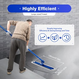 Concrete Trowel Concrete Bull Float Kit With 70.86INCH Handle Small Trowel, Large Trowel Concrete Kit, Stainless Steel Concrete Tool, Domestic And Industrial Cement Surface Smoothing (48 * 12inch)