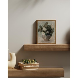 ARPEOTCY Framed Canvas Wall Art Prints, Bathroom Kitchen Shelf Decor, Classical Roses Picture Paintings Wall Decor, Vintage Decor for Bedroom Living Room Hallway Table, Aesthetic Room Decor, 20x25cm