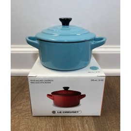 Le Creuset "Turquoise" 8 Oz Mini Round Cocotte LE CREUSET Petite Dutch Oven with Lid Teal