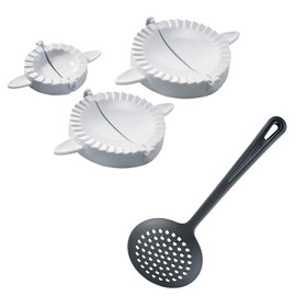 Westmark 613422E6 Ravioli Set, 4 Pieces, 3 Ravioli Shapers, Diameter 9.5/12/15.5 cm + 1 Ladle Gentle, Length: 32.2 cm, PP/PA, White/Black