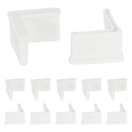 uxcell 12 Pcs 1.57" x 1.57" Rubber Foot Pads Covers, L Shaped Furniture Angle Pads Leg Caps End Covers Floor Protector Anti-Slip Angle Iron for Shelving, White