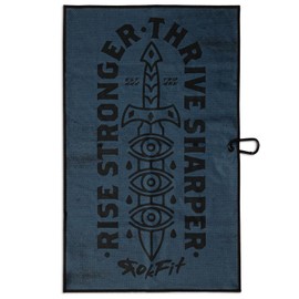 RokFit Gym & Golf Towel – Multi-Use, Quick-Dry, Durable Utility Towel with Bold Graphic and Carabiner Clip (Rise Stronger, Thrive Sharper)